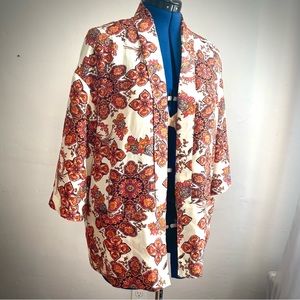 Stradivarius Kimono in Cream with Orange pattern
